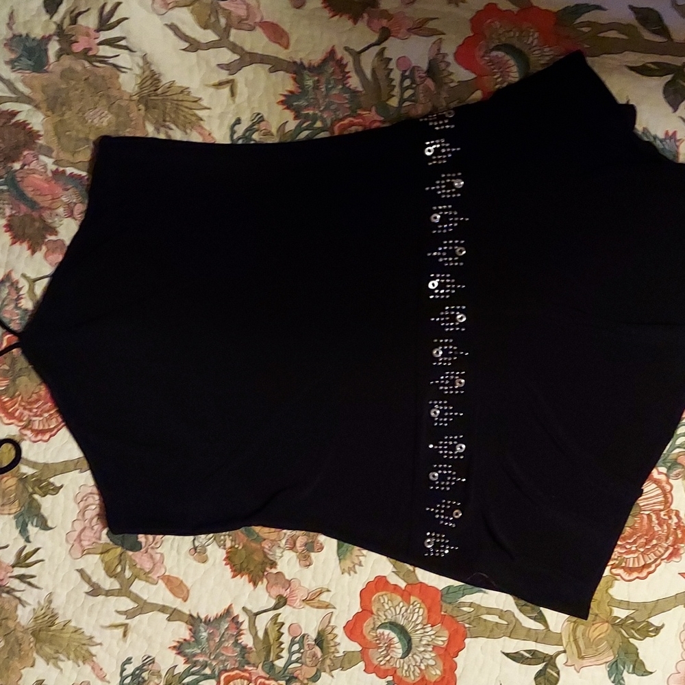 Body Central Halter Top Black with beaded stud trim